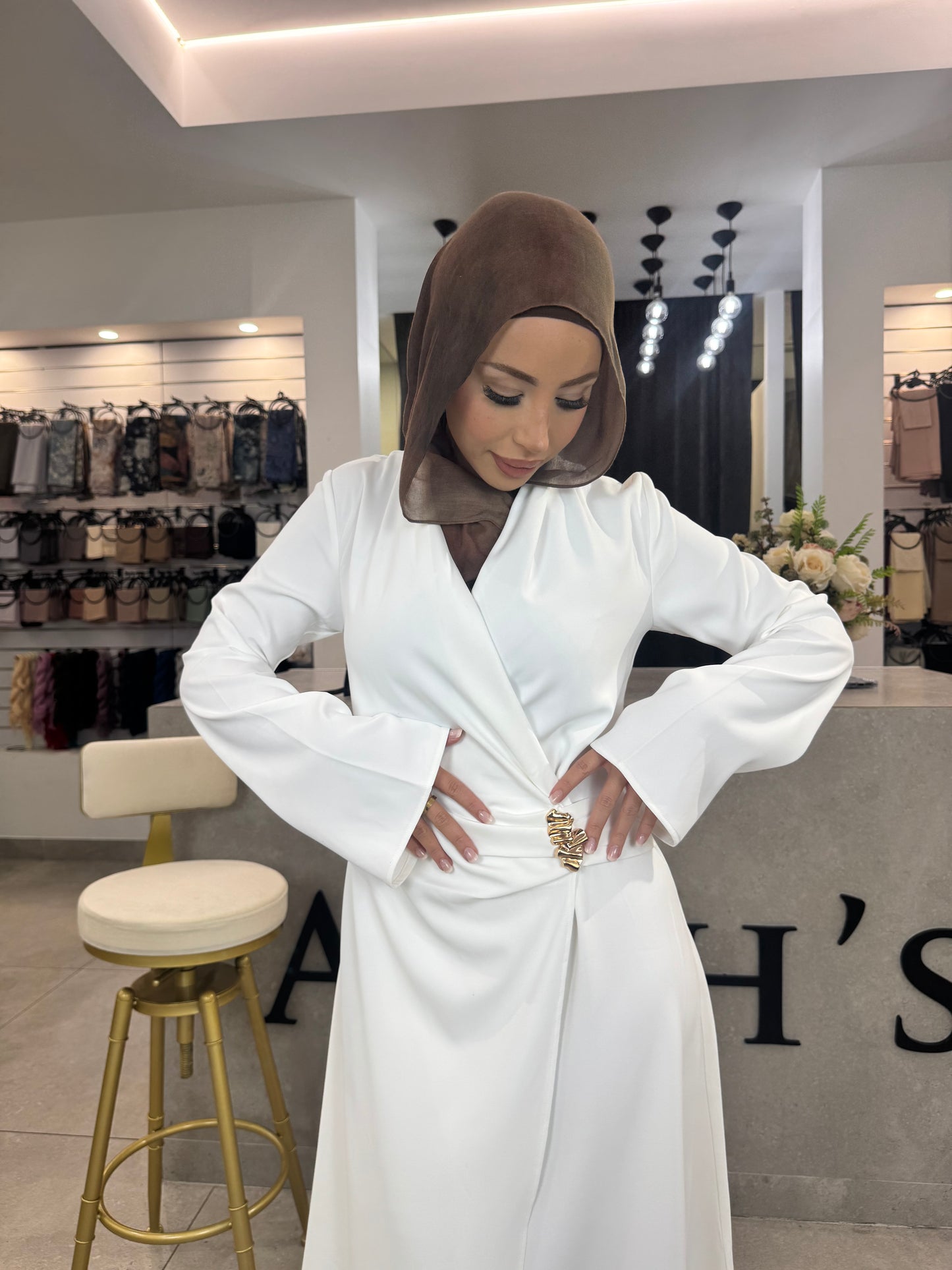 Liyana White Collar Dress