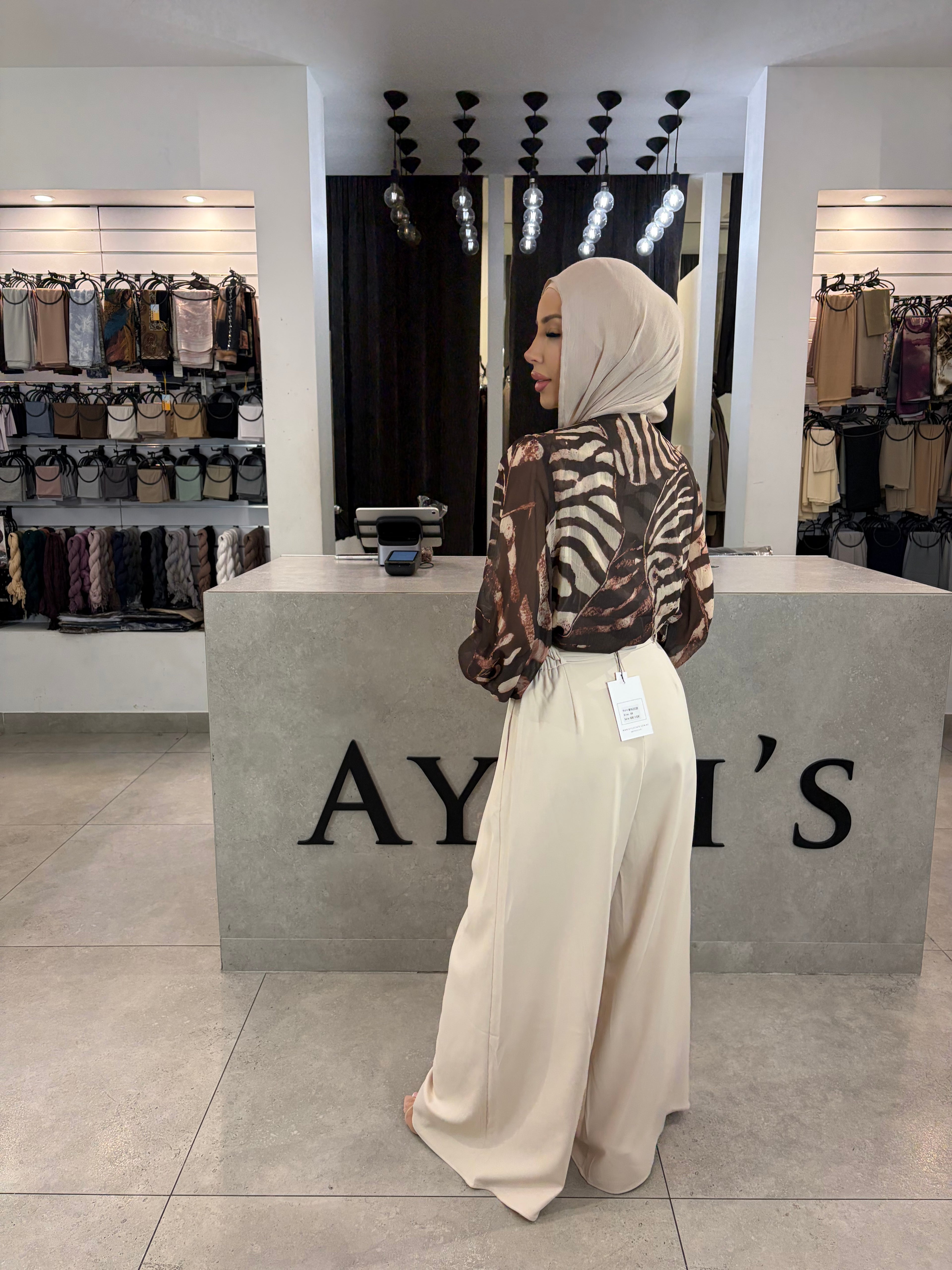 Brown printed top