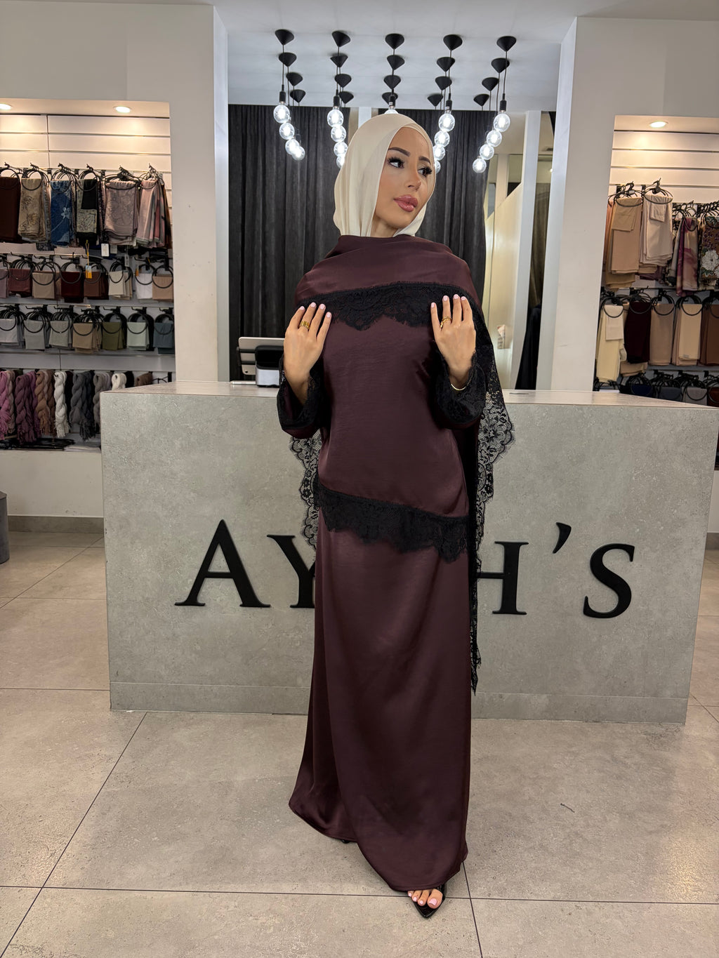 Satin Lace Skirt Set