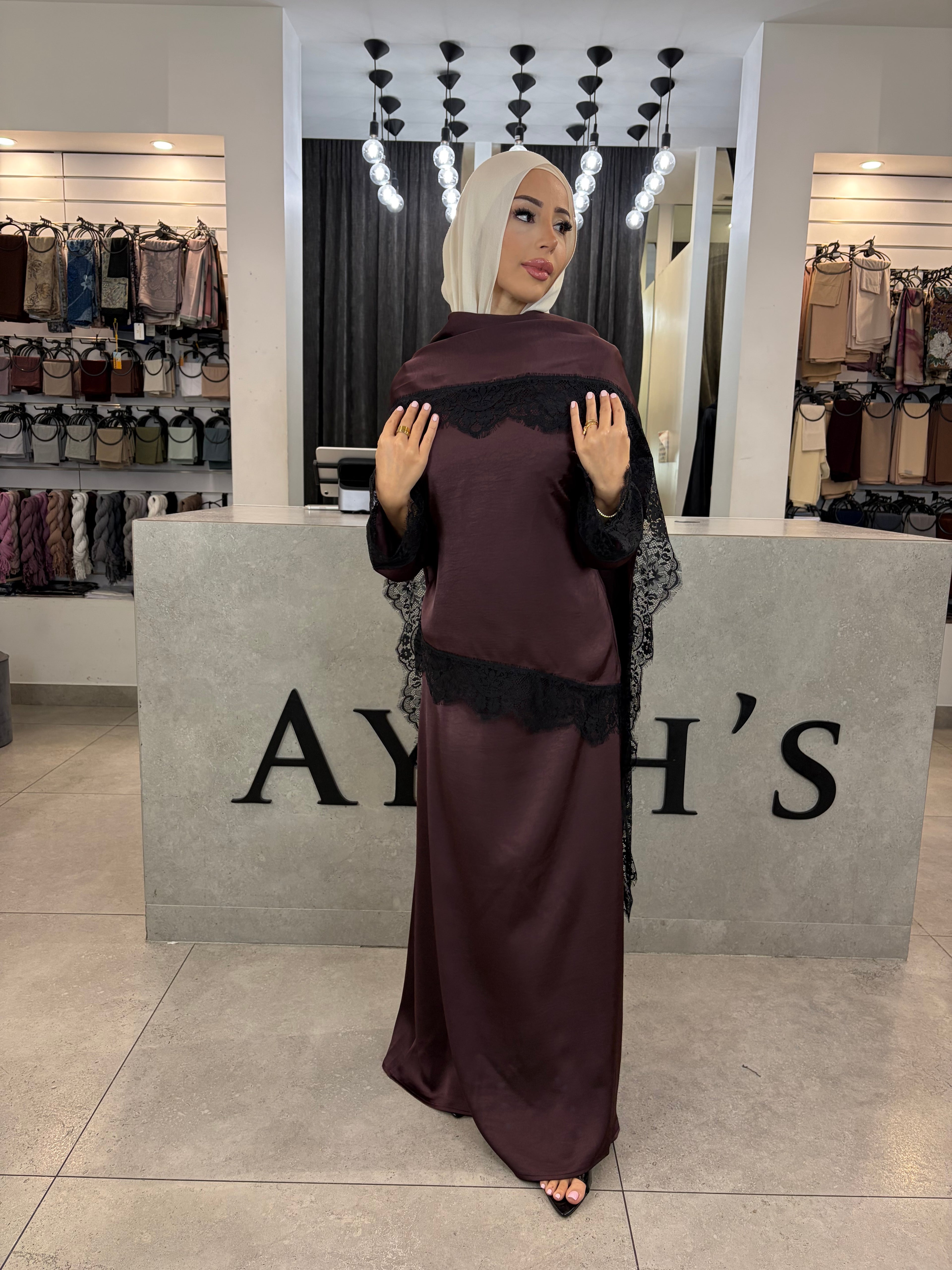 Satin Lace Skirt Set
