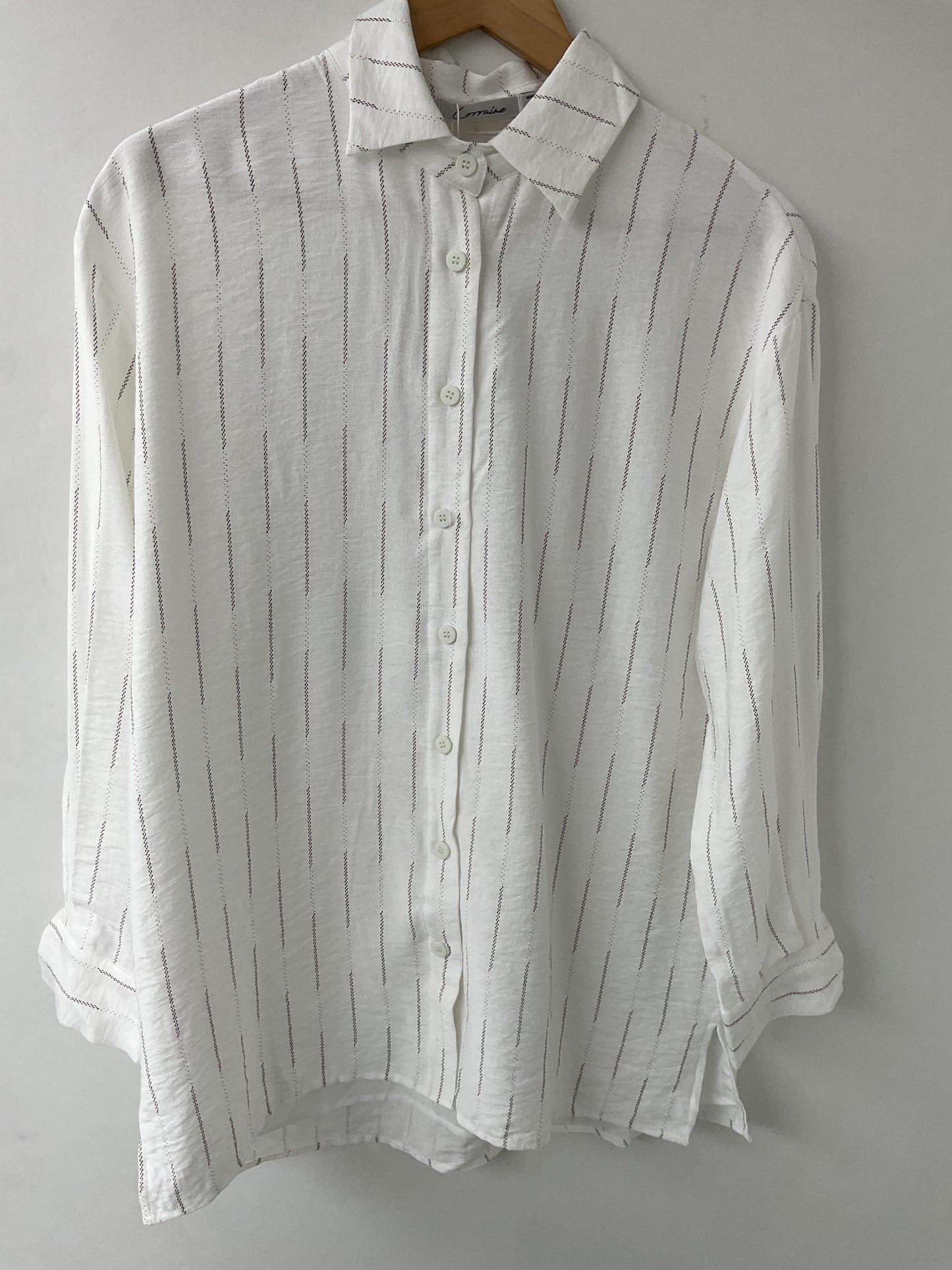 Linen stripe shirt set