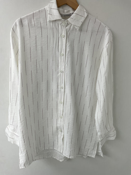 Linen stripe shirt set