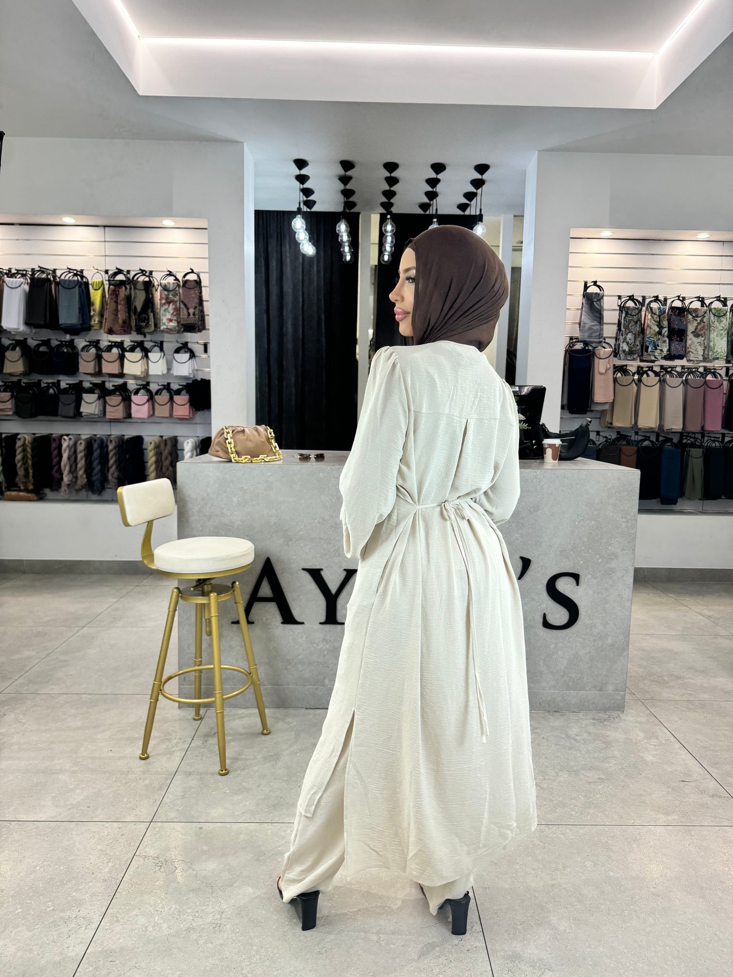 Amara Blouse + Pants set Beige