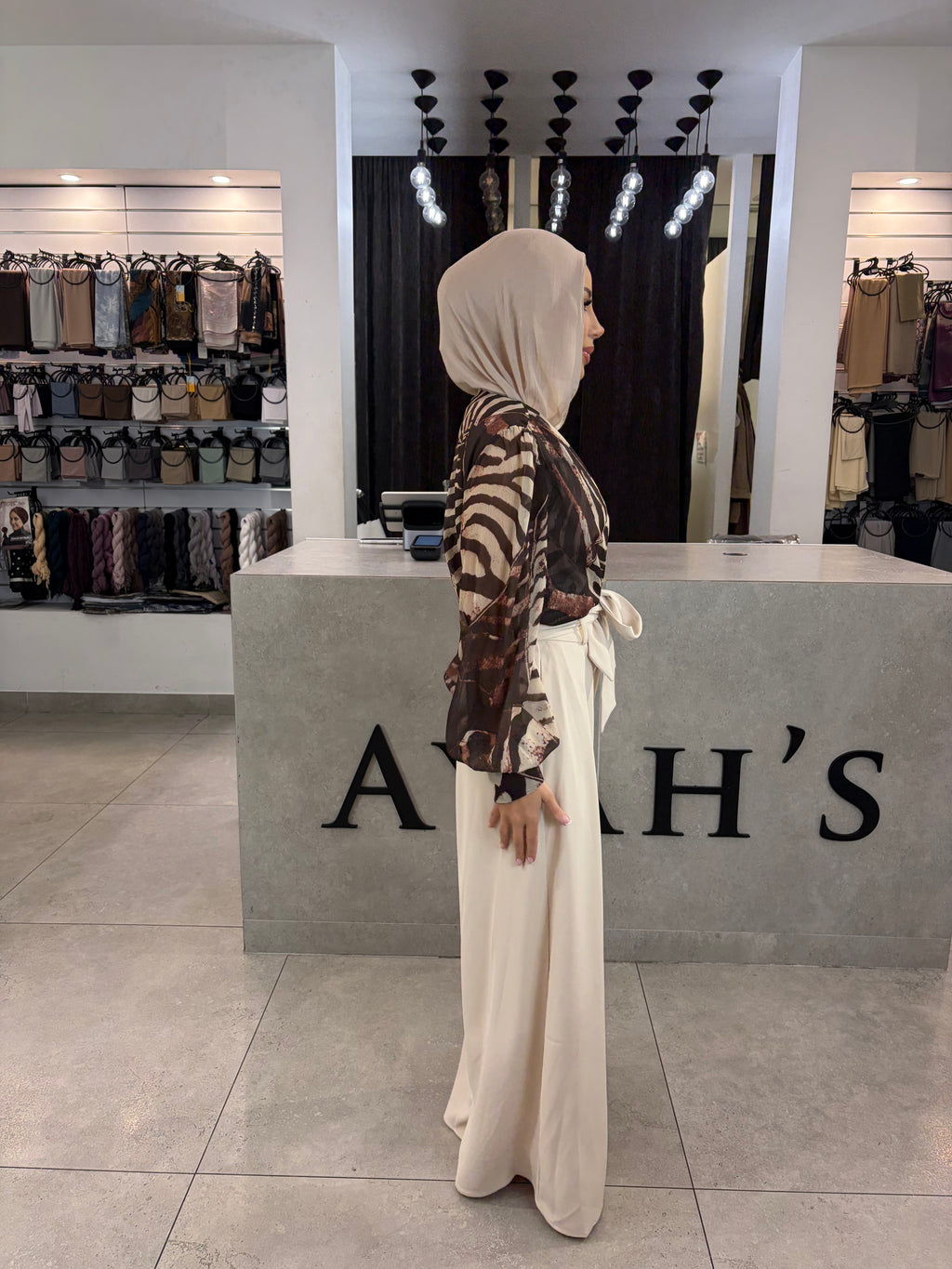 Brown printed top