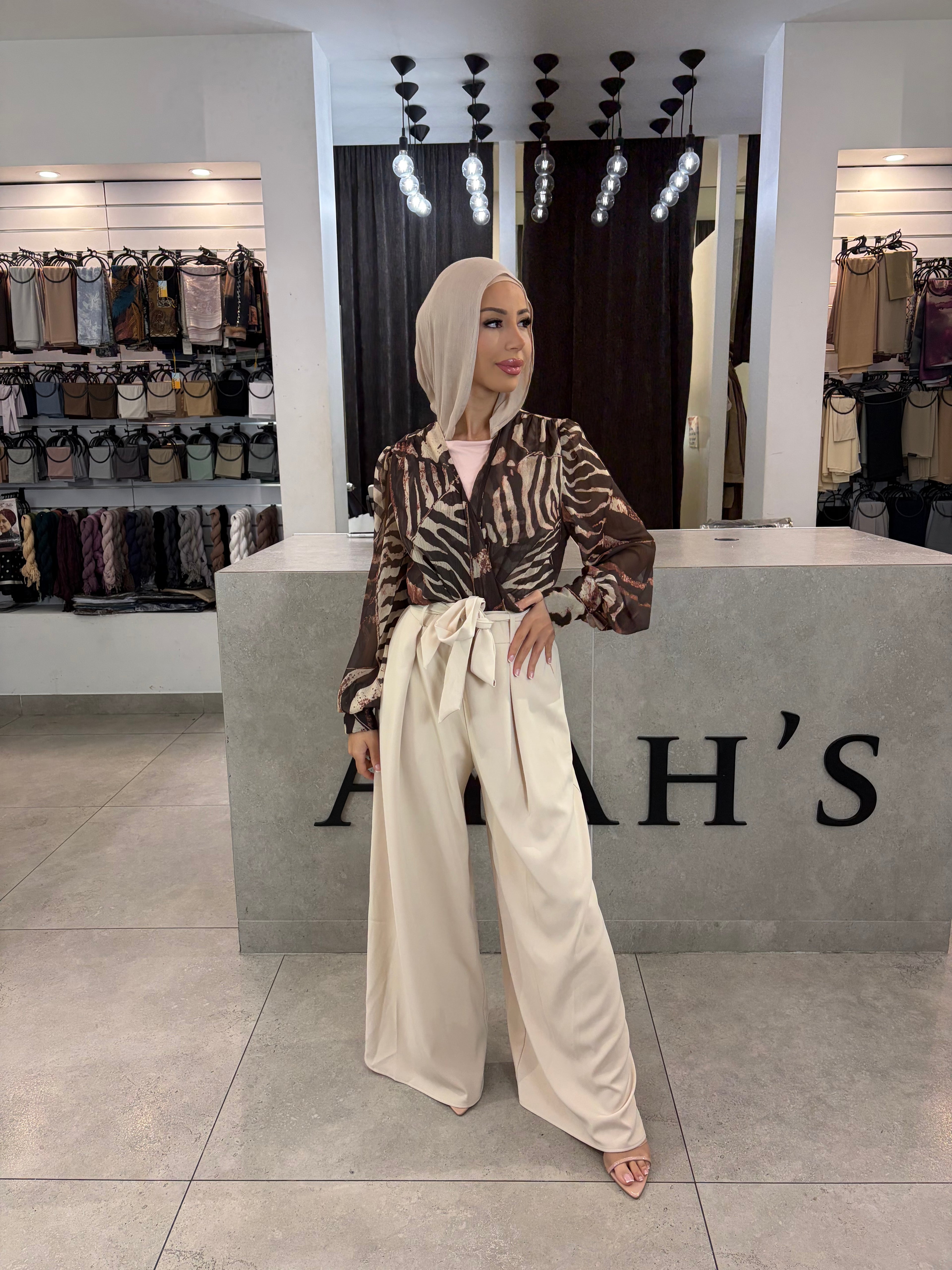 Brown printed top
