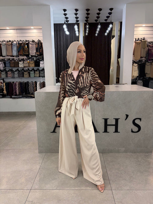 Brown printed top