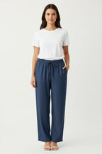 Denim elastic pants