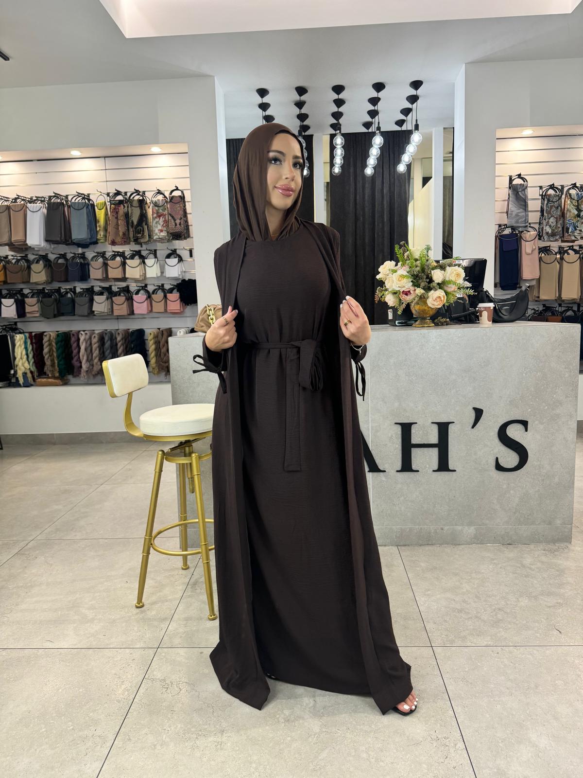 Sue abaya set with tie sleeves