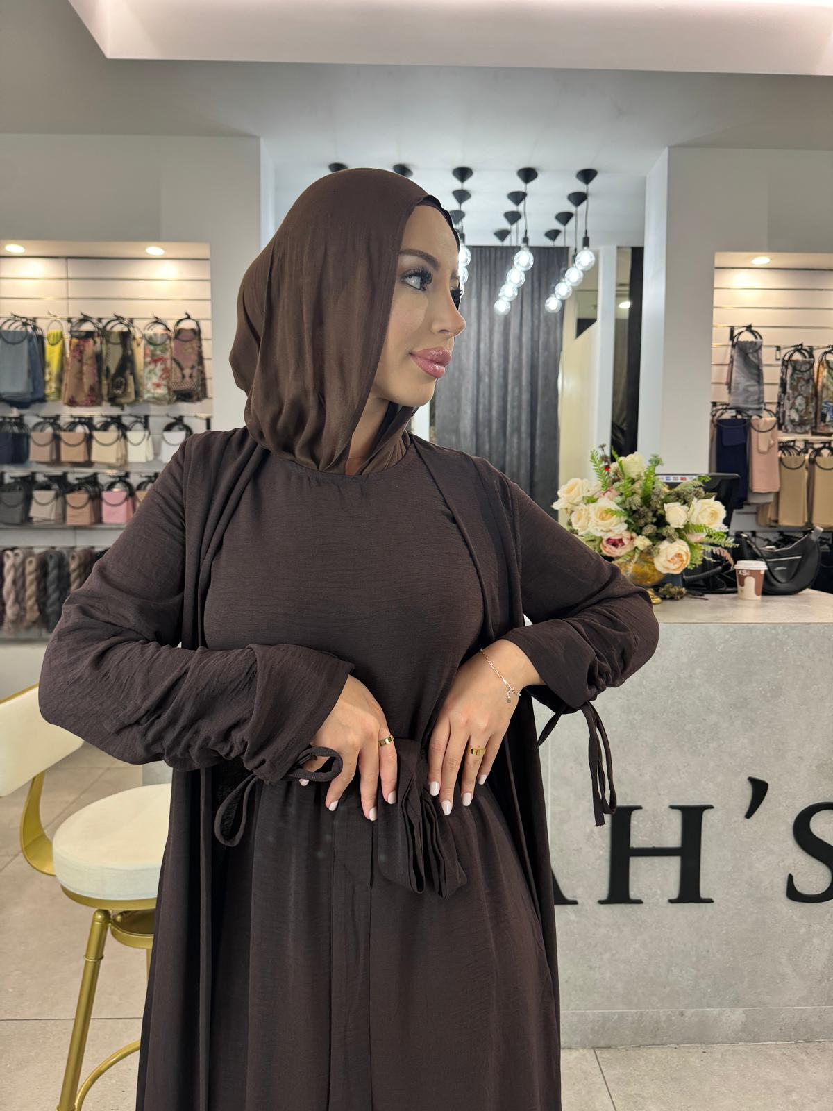 Sue abaya set with tie sleeves